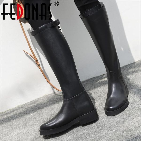 boots fedonas 2021 winter metal buckle shoes for women genuine leather low heels knee high wide leg party long, Black
boots fedonas 2021 winter metal buckle shoes for women genuine leather low heels knee high wide leg party long, Black