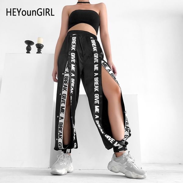 heyoungirl split casual loose black pants capris elastic high waist trousers women letter print high street sweatpants joggers y200114, Black;white
heyoungirl split casual loose black pants capris elastic high waist trousers women letter print high street sweatpants joggers y200114, Black;white