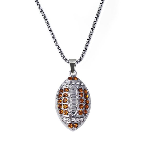 pendant necklaces rhinestone crystal inlaid metal rugby charm necklace american football fans sports jewelry boutique gift, Silver
pendant necklaces rhinestone crystal inlaid metal rugby charm necklace american football fans sports jewelry boutique gift, Silver