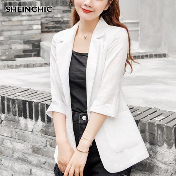 2020 women jacket casual 3/4 sleeve white/black jacket outerwear elegant single button suit collar female, Black;brown
2020 women jacket casual 3/4 sleeve white/black jacket outerwear elegant single button suit collar female, Black;brown