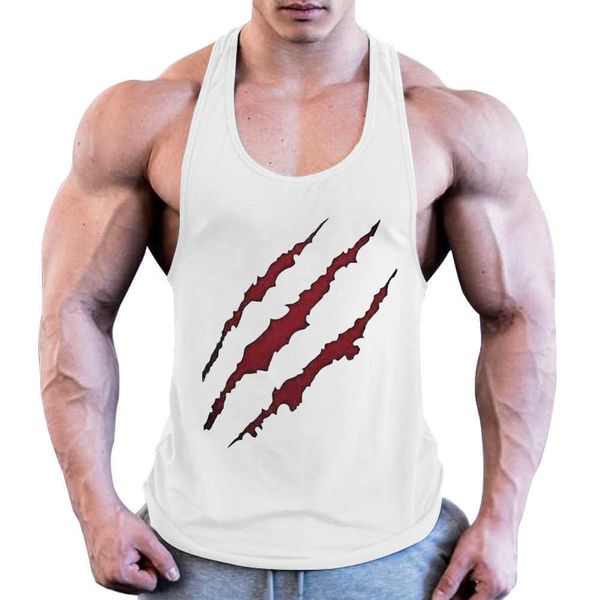 design mens t-shirts fashion animal scratch print loose and breathable solid color vest, White;black
design mens t-shirts fashion animal scratch print loose and breathable solid color vest, White;black