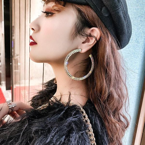 fyuan women shine round geometric hoop earrings oversize circle crystal earrings jewelry party gifts1, Golden;silver
fyuan women shine round geometric hoop earrings oversize circle crystal earrings jewelry party gifts1, Golden;silver