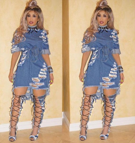 stylish ripped denim dress 2019 new broken holes blue denim mini dress dark blue cut up hollow out sashes, Black;gray
stylish ripped denim dress 2019 new broken holes blue denim mini dress dark blue cut up hollow out sashes, Black;gray