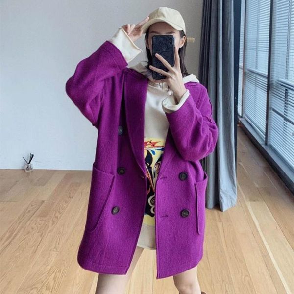 women's wool & blends brother amashi clothing autumn winter 2021 coat double breasted medium length windbreaker, Black
women's wool & blends brother amashi clothing autumn winter 2021 coat double breasted medium length windbreaker, Black