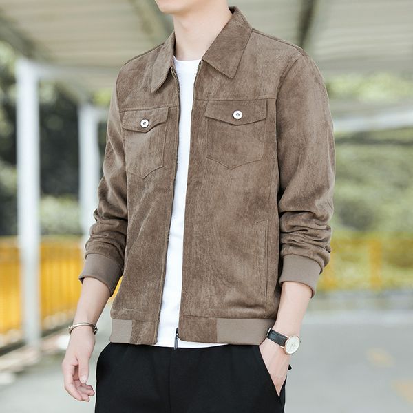 2021 the new men's size big lapel with man's zipper spring and in the fall trend fashion male casual jacket qul3, Black;brown
2021 the new men's size big lapel with man's zipper spring and in the fall trend fashion male casual jacket qul3, Black;brown