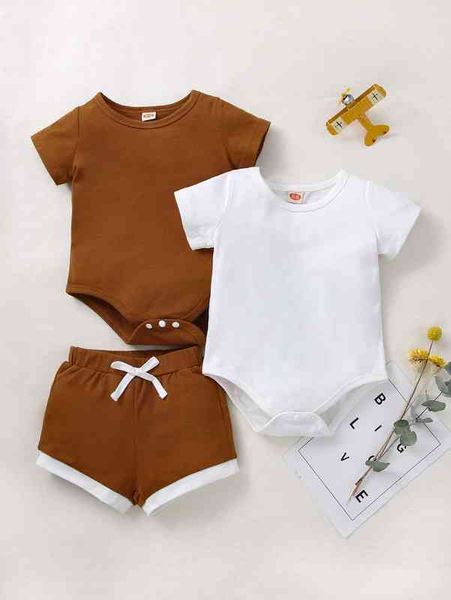 baby 2pcs bodysuit & 1pc tie waist contrast trim shorts she, White
baby 2pcs bodysuit & 1pc tie waist contrast trim shorts she, White