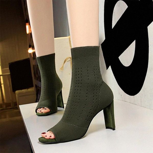 women slip on knitting wool ankle boots ladies solid peep toe square heels shoes woman fashion comfort breathable boots female #233y, Black
women slip on knitting wool ankle boots ladies solid peep toe square heels shoes woman fashion comfort breathable boots female #233y, Black