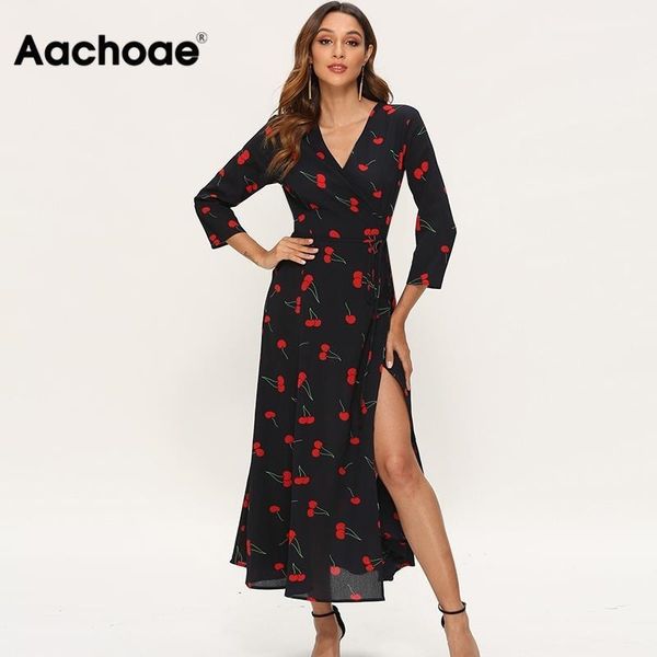 aachoae elegant dresses women three quarter sleeve cherry print long dress boho split v neck casual maxi dress vestidos largos y200805, Black;pink
aachoae elegant dresses women three quarter sleeve cherry print long dress boho split v neck casual maxi dress vestidos largos y200805, Black;pink