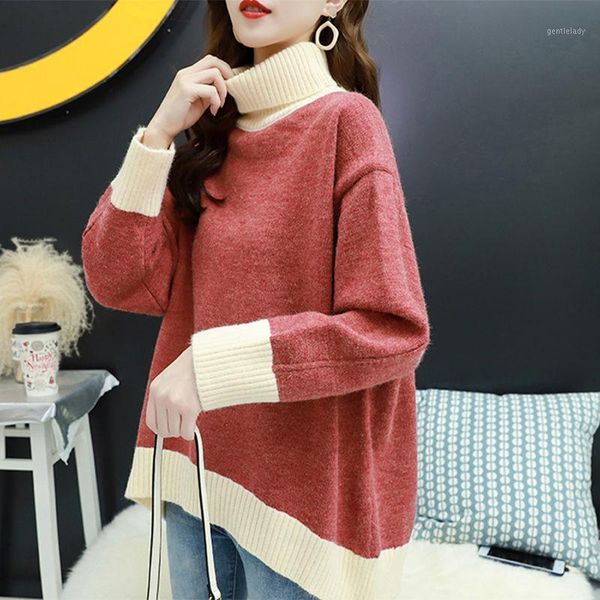 women's sweaters lazy wind turtleneck sweater women large loose long-sleeved bottoming shirt students hong kong style autumn and winter, White;black
women's sweaters lazy wind turtleneck sweater women large loose long-sleeved bottoming shirt students hong kong style autumn and winter, White;black