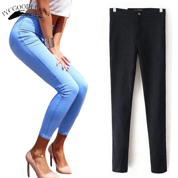 for stretch black woman 2019 pants skinny women with high waist denim blue ladies push up white jeans c1009, Black;white
