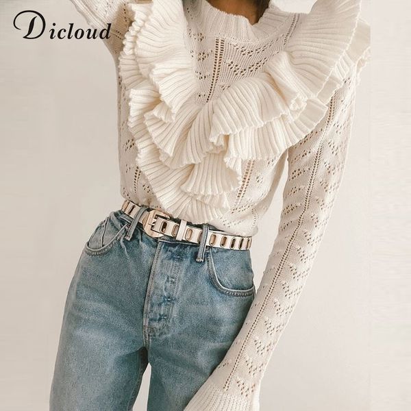 dicloud ruffled trim knitted jumper white women autumn winter hollow out sweater flared sleeve fashion pullover ladies 201023, White;black
dicloud ruffled trim knitted jumper white women autumn winter hollow out sweater flared sleeve fashion pullover ladies 201023, White;black