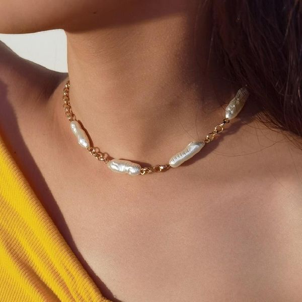 chains kpop charm baroque pearl choker necklace for women wedding white color beaded chain statement jewelry gift, Silver
chains kpop charm baroque pearl choker necklace for women wedding white color beaded chain statement jewelry gift, Silver