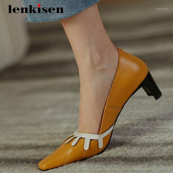 dress shoes lenkisen concise style full grain leather mixed color square toe thick heel slip on daily wear women pumps l981, Black
dress shoes lenkisen concise style full grain leather mixed color square toe thick heel slip on daily wear women pumps l981, Black