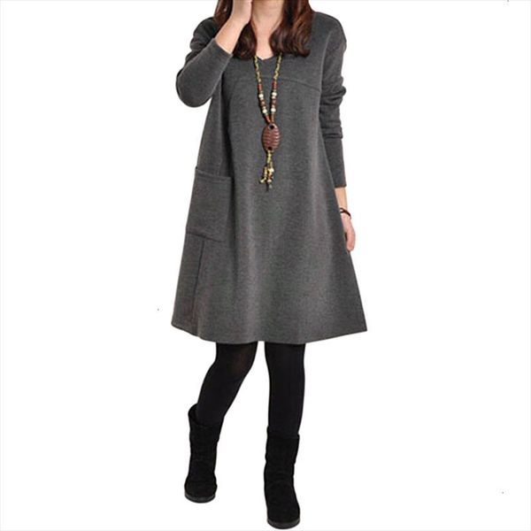 autumn fashion spring women dress long sleeve pocket solid o neck loose party dress vestidos plus size casual designer clothes, Black;gray
autumn fashion spring women dress long sleeve pocket solid o neck loose party dress vestidos plus size casual designer clothes, Black;gray