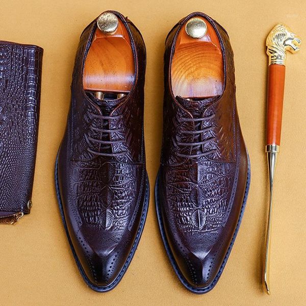 dress shoes genuine leather formal brogues alligator pattern pointed toe derby men's wedding office oxfords as3471, Black
dress shoes genuine leather formal brogues alligator pattern pointed toe derby men's wedding office oxfords as3471, Black