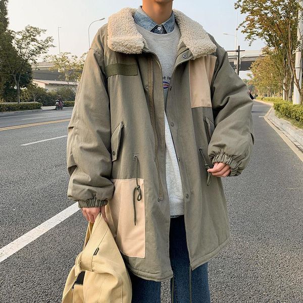 men's down & parkas 2021 winter youth men's loose stitching lamb wool thickening mid-length cotton coat fashionable casual, Black
men's down & parkas 2021 winter youth men's loose stitching lamb wool thickening mid-length cotton coat fashionable casual, Black