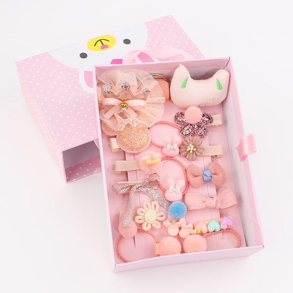 kids children hair accessories hairpins barrettes baby fabric bow flower princess hair clip girls elastic hair bands ties in box wmtlya, Slivery;white