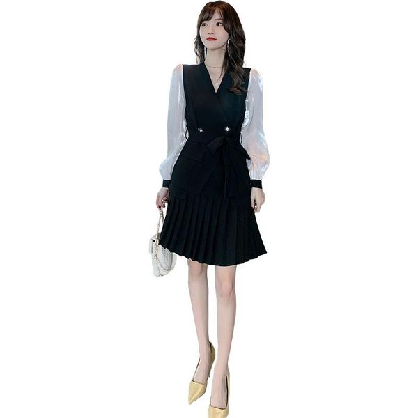 fashion 2 piece set for women clothing 2020 patchwork vintage blouse and pleated black skirt ladies two piece set autumn winter, Gray
fashion 2 piece set for women clothing 2020 patchwork vintage blouse and pleated black skirt ladies two piece set autumn winter, Gray