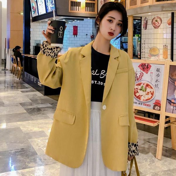 women's suits & blazers korean simple women blazer loose casual solid yellow suit jacket stylish long sleeve retro party large size mm6, White;black
women's suits & blazers korean simple women blazer loose casual solid yellow suit jacket stylish long sleeve retro party large size mm6, White;black