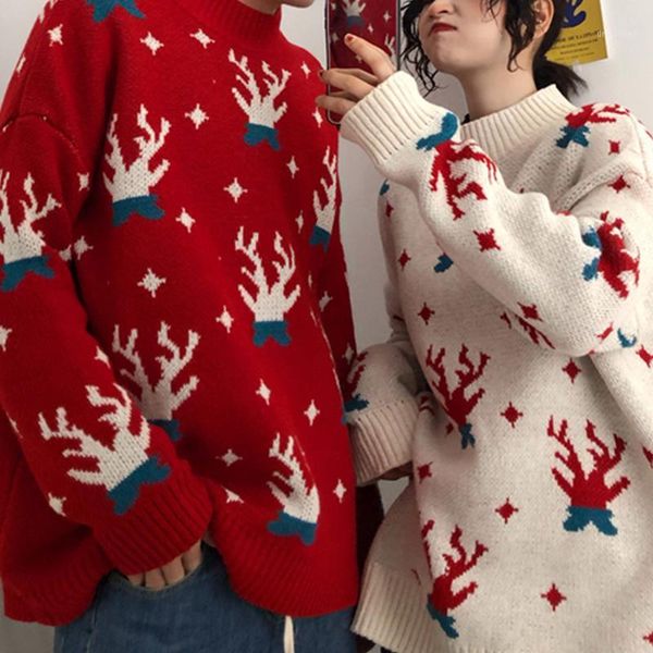 women's sweaters 2021 christmas sweater couples loose pullover long sleeve casual fall winter knitwear korean jumper plus size clothing, White;black
women's sweaters 2021 christmas sweater couples loose pullover long sleeve casual fall winter knitwear korean jumper plus size clothing, White;black