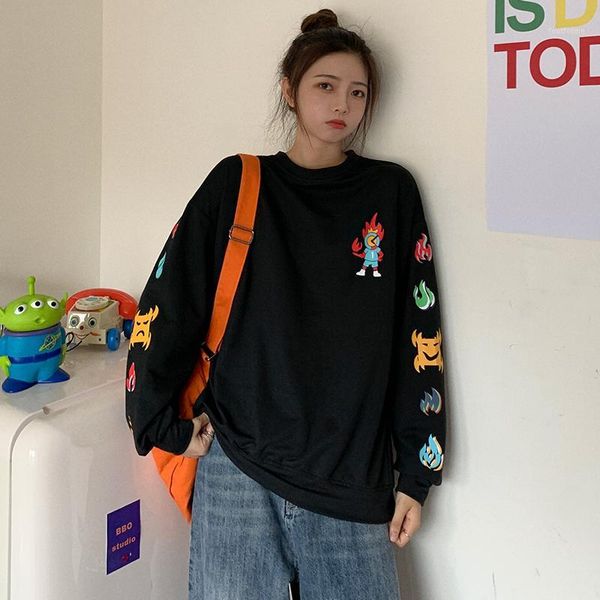 autumn 2020 new thin japanese vintage cartoon funny print sweatshirt women's trendy loose korean style upper fashion clothes1, Black
autumn 2020 new thin japanese vintage cartoon funny print sweatshirt women's trendy loose korean style upper fashion clothes1, Black