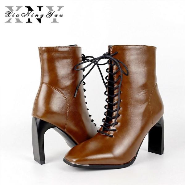 xiuningyan women ankle boots for women shoes fashion winter boots woman lace up high heel short boot autumn big size 34-43, Black
xiuningyan women ankle boots for women shoes fashion winter boots woman lace up high heel short boot autumn big size 34-43, Black