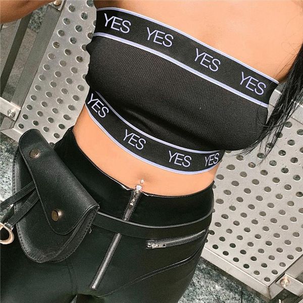 2020 fashion women sleeveless summer bustier crop vest tube tank blouse black letter strapless bandeau t shirt, White
2020 fashion women sleeveless summer bustier crop vest tube tank blouse black letter strapless bandeau t shirt, White