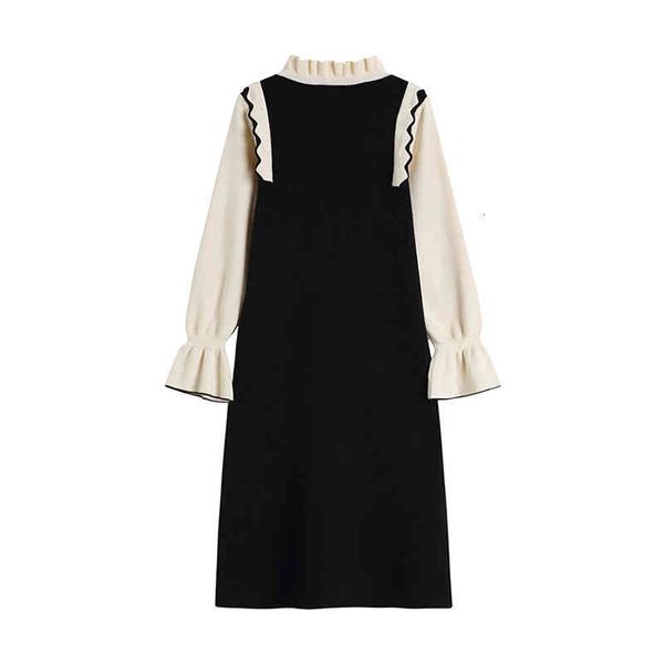 casual dresses vintage splicing women knit sweater dress ruffle bow long sleeve plus size female elegant french mid frock harajuku pjt9, Black;gray
casual dresses vintage splicing women knit sweater dress ruffle bow long sleeve plus size female elegant french mid frock harajuku pjt9, Black;gray