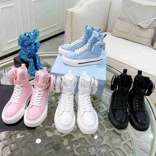 2022 designer re-nylon casual shoes women high-shoe shiny leather recycled nylon sneakers removable insole trainers, Black
2022 designer re-nylon casual shoes women high-shoe shiny leather recycled nylon sneakers removable insole trainers, Black