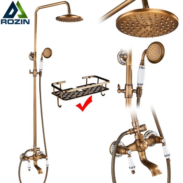 brass antique shower faucets set porcelain ceramic shower column swivel rotate bath spout dual knobs mixer tap bath shower kit 1011
brass antique shower faucets set porcelain ceramic shower column swivel rotate bath spout dual knobs mixer tap bath shower kit 1011