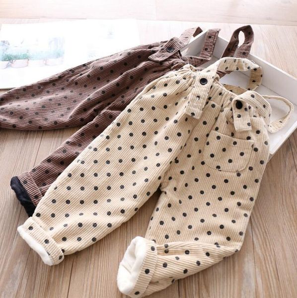 2020 new wholesale girls thicken dots overalls autumn winter cotton fashion girls pants 2-7 years yc787, Blue