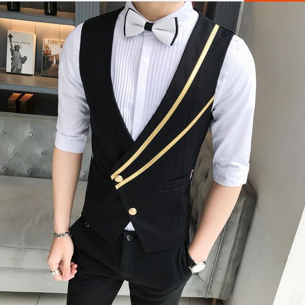2020 men's new vests thin ktv influxes personality suits dj club vest hairdresser workwear pretty jacket i19x, White;black
2020 men's new vests thin ktv influxes personality suits dj club vest hairdresser workwear pretty jacket i19x, White;black