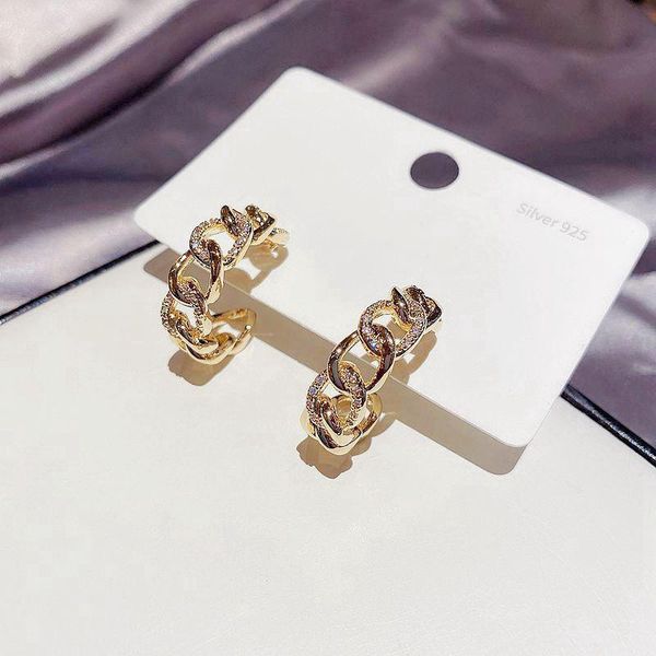 hoop & huggie migga elegant c shaped chain link earrings gold color micro paved cubic zirconia for women, Golden;silver
hoop & huggie migga elegant c shaped chain link earrings gold color micro paved cubic zirconia for women, Golden;silver