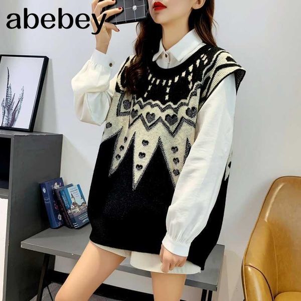 women fashion oversized knitted vest sweater v neck sleeveless sweetheart loose female waistcoat chic y201128, White;black
women fashion oversized knitted vest sweater v neck sleeveless sweetheart loose female waistcoat chic y201128, White;black