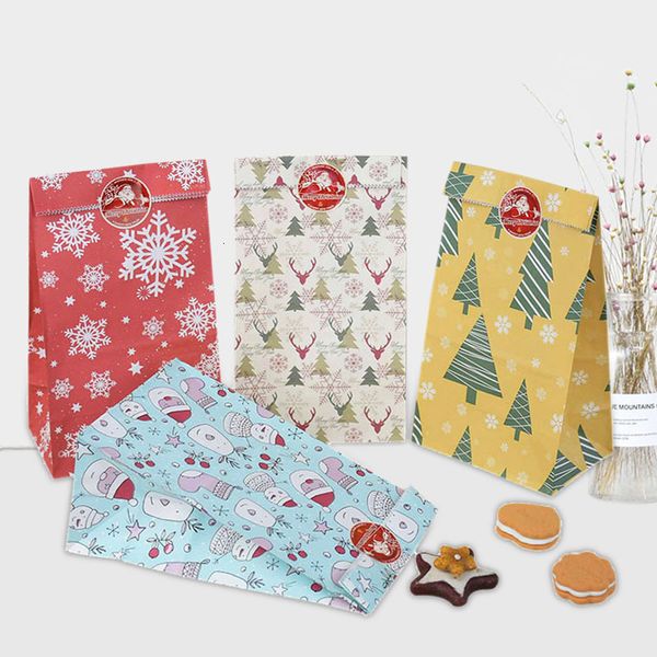 12pcs/lot christmas gift kraft paper with seal sticker santa claus deer candy cookies bag food package xmas party decor 
12pcs/lot christmas gift kraft paper with seal sticker santa claus deer candy cookies bag food package xmas party decor