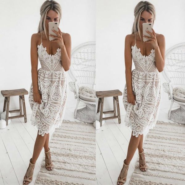 women lace dress hollow out v neck open back solid spaghetti strap knee length summer sleeveless solid dress vestidos, Black;gray
women lace dress hollow out v neck open back solid spaghetti strap knee length summer sleeveless solid dress vestidos, Black;gray