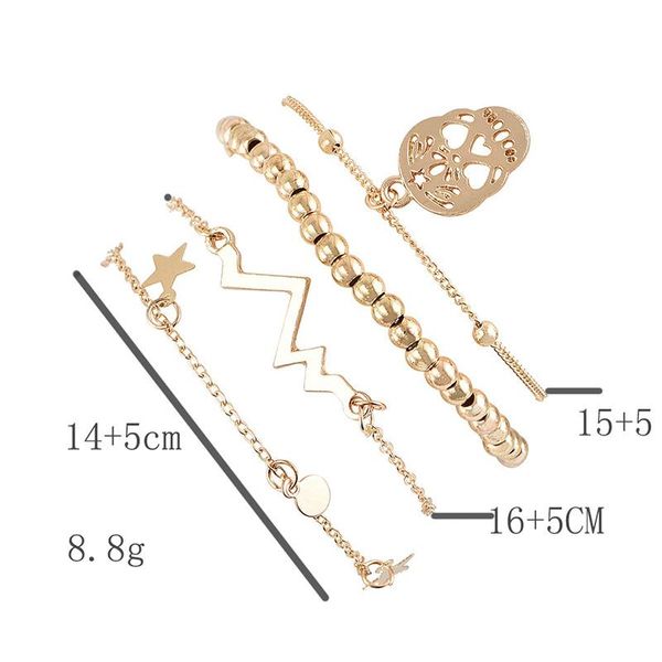 link, chain 4pcs/set fashion women bracelets star discs bone pendant heartbeat beads gold bracelet set birthday party jewelry gift, Black
link, chain 4pcs/set fashion women bracelets star discs bone pendant heartbeat beads gold bracelet set birthday party jewelry gift, Black