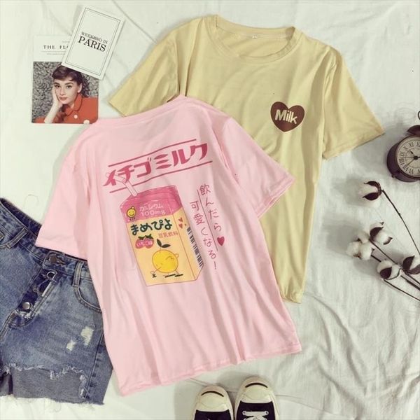 2020 womens t shirt summer o neck harajuku tee soft love heart milk box printed short sleeve bottoming fashion tee shirt, White
2020 womens t shirt summer o neck harajuku tee soft love heart milk box printed short sleeve bottoming fashion tee shirt, White