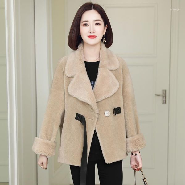 women's winter warm 100% genuine wool fur coats ladies real sheep shearing jackets overcoat thick casual abrigo mujer 2019 e091, Black
women's winter warm 100% genuine wool fur coats ladies real sheep shearing jackets overcoat thick casual abrigo mujer 2019 e091, Black