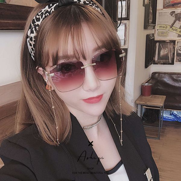square women's polygonal sunglasses trimming lens round face frameless metal sunglasses gradient gray anti ultraviolet, White;black
square women's polygonal sunglasses trimming lens round face frameless metal sunglasses gradient gray anti ultraviolet, White;black