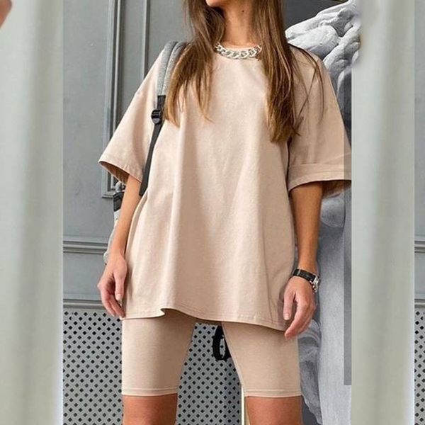 casual workout women two pieces sets short sleeve sporty active wear fashion outfit summer and biker shorts set, White;red 
casual workout women two pieces sets short sleeve sporty active wear fashion outfit summer and biker shorts set, White;red