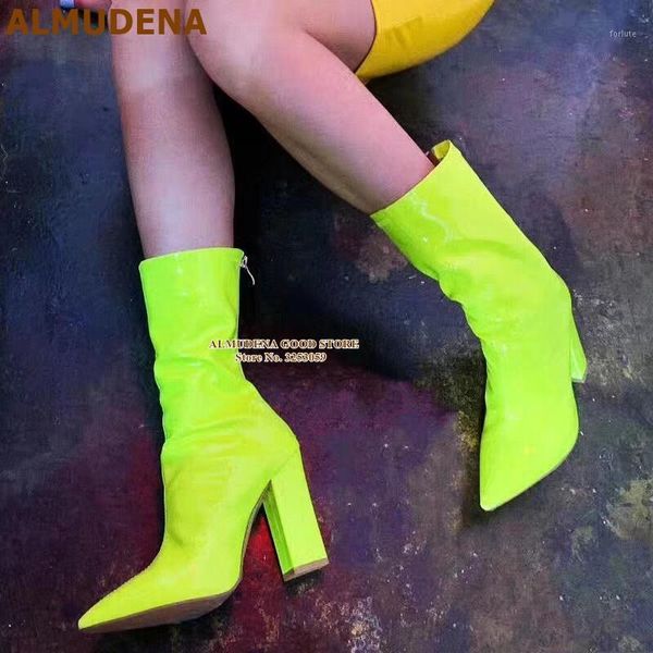 almudena lime green patent leather middle boots bright neon pink chunky heel pointed toe mid-calf dress boots nightclub shoes1, Black
almudena lime green patent leather middle boots bright neon pink chunky heel pointed toe mid-calf dress boots nightclub shoes1, Black