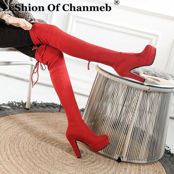 leshion of chanmeb stretch elastic faux suede platform high heeled boots women over the knee thigh high boots shoes, Black 
leshion of chanmeb stretch elastic faux suede platform high heeled boots women over the knee thigh high boots shoes, Black