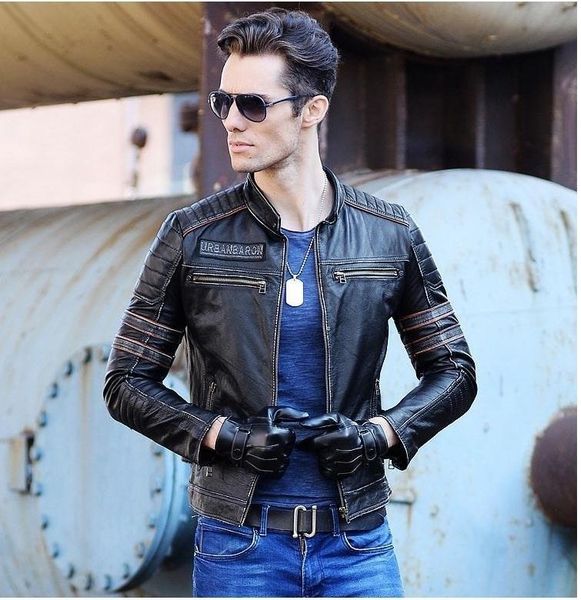 dhl brand mens skull coat genuine leather jackets,men's vintage motor biker leather jacket.plus size homme fitness, Black
dhl brand mens skull coat genuine leather jackets,men's vintage motor biker leather jacket.plus size homme fitness, Black