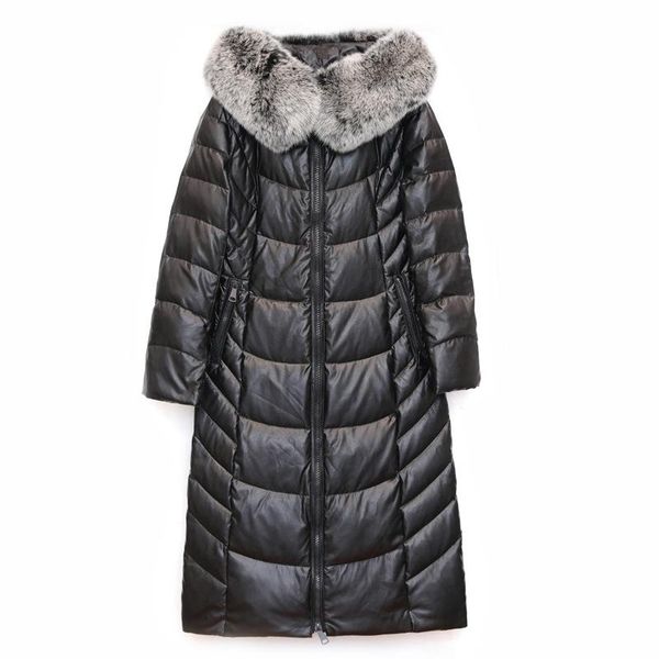 women's leather & faux winter genuine down jacket 90% white duck coat fur collar women long plus size 5xl, Black
women's leather & faux winter genuine down jacket 90% white duck coat fur collar women long plus size 5xl, Black