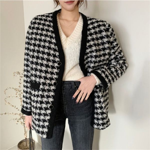 20 women's woolen coat section listing lady long sleeve warm add cotton houndstooth jacket winter female coats outerwear wz1278, Black
20 women's woolen coat section listing lady long sleeve warm add cotton houndstooth jacket winter female coats outerwear wz1278, Black
