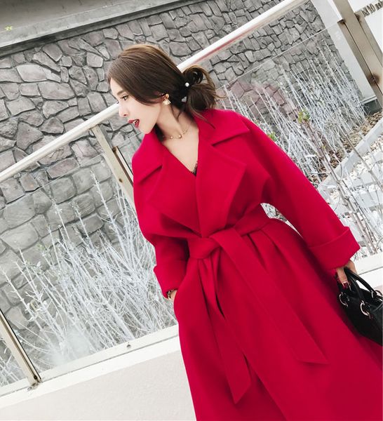 winter new red thick warm outerwear full sleeve belt plus size coats women wool korean women woolen coat, Black
winter new red thick warm outerwear full sleeve belt plus size coats women wool korean women woolen coat, Black