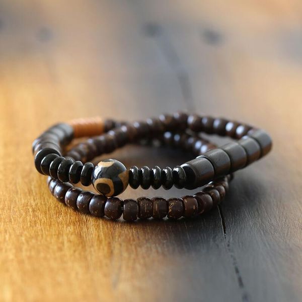 dark sander wood tibetan beads onyx bracelet tow row stretch buddhist meditation anti-evil motivation mens womens jewelry, Black
dark sander wood tibetan beads onyx bracelet tow row stretch buddhist meditation anti-evil motivation mens womens jewelry, Black