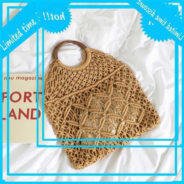 summer new korean ins hand woven hollow out handbag fashion simple wooden handle cotton rope bag
summer new korean ins hand woven hollow out handbag fashion simple wooden handle cotton rope bag