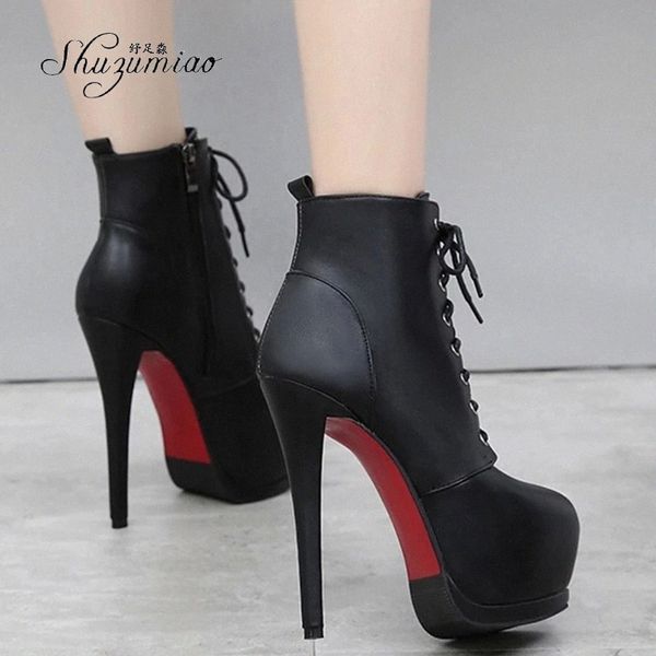 shuzumia women's boots 2020 autumn and winter new high heels15cm side zipper waterproof platform lace-up short boots woman shoes #nh4q, Black
shuzumia women's boots 2020 autumn and winter new high heels15cm side zipper waterproof platform lace-up short boots woman shoes #nh4q, Black